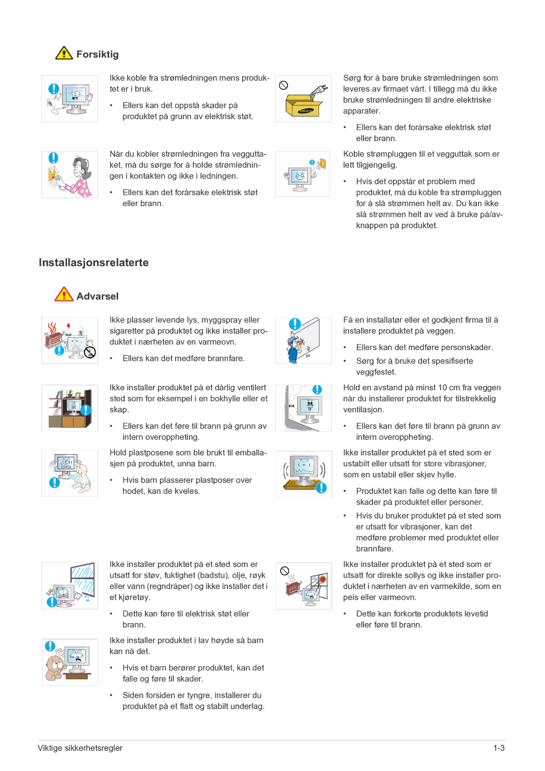 Samsung LS23PUHKF/EN manual Installasjonsrelaterte 