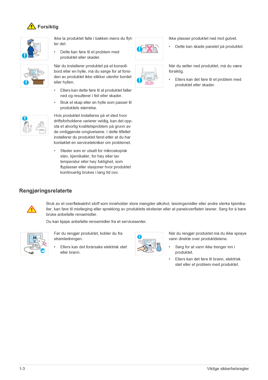 Samsung LS23PUHKF/EN manual Rengjøringsrelaterte 