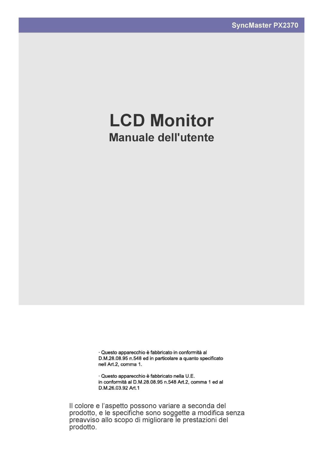 Samsung LS23WHEKFV/EN manual LCD Monitor 