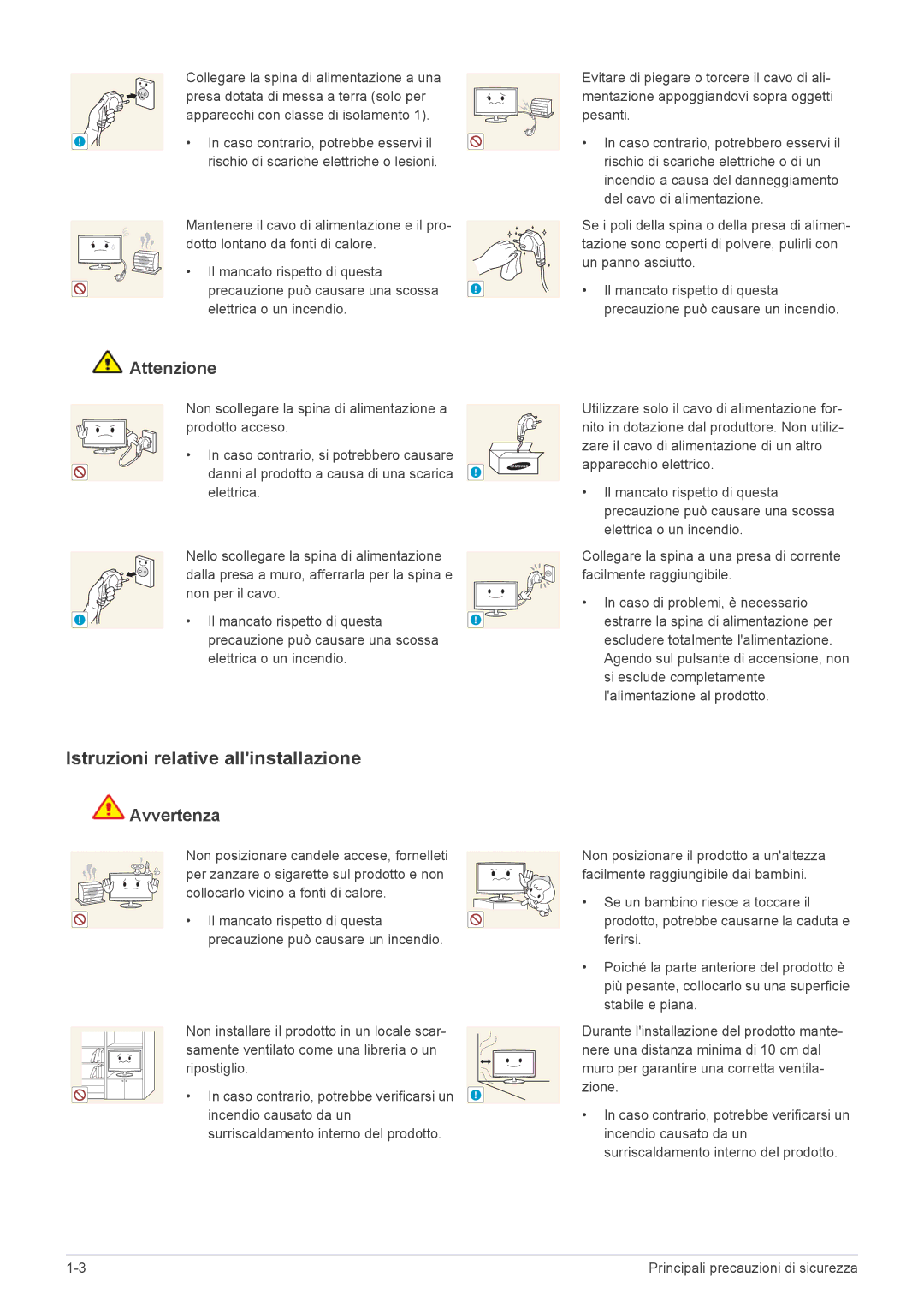 Samsung LS23WHEKFV/EN manual Istruzioni relative allinstallazione, Caso contrario, potrebbe esservi il 