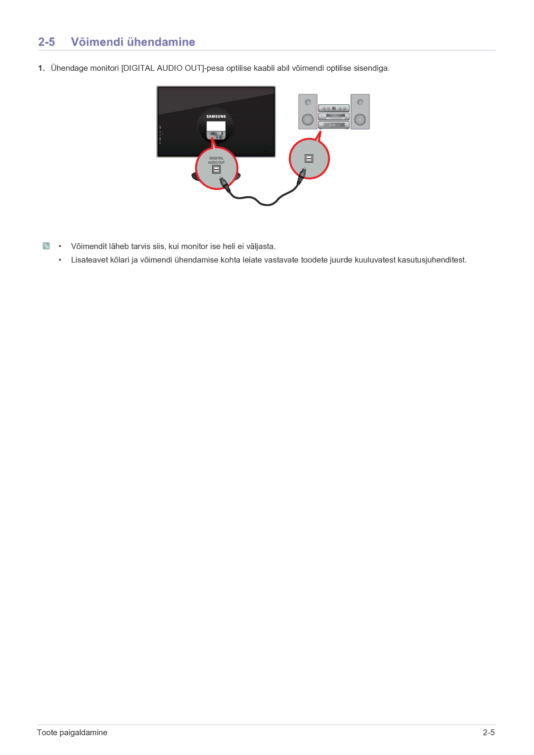 Samsung LS23WHEKFV/EN manual Võimendi ühendamine 