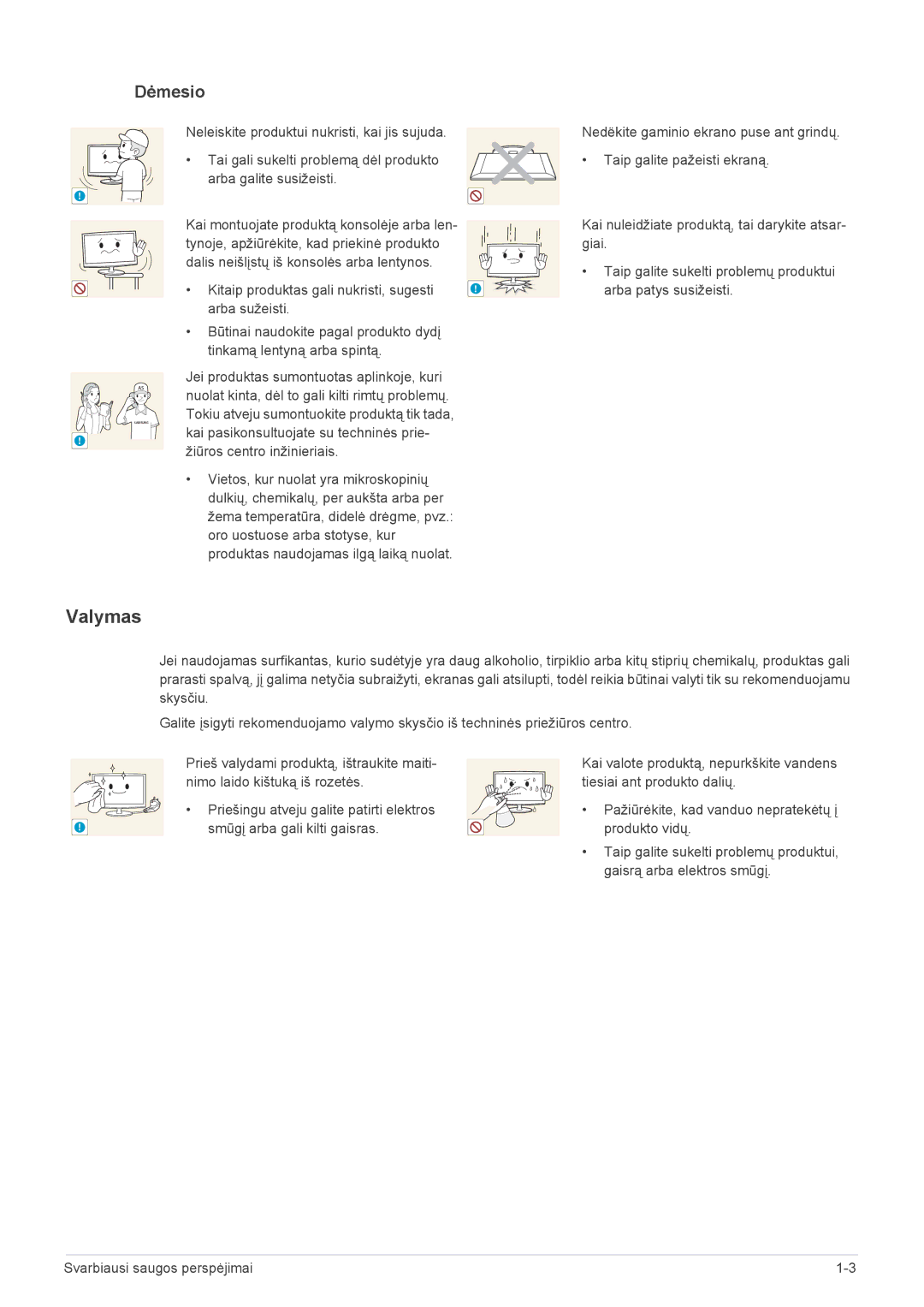 Samsung LS23WHEKFV/EN manual Valymas, Žiūros centro inžinieriais 