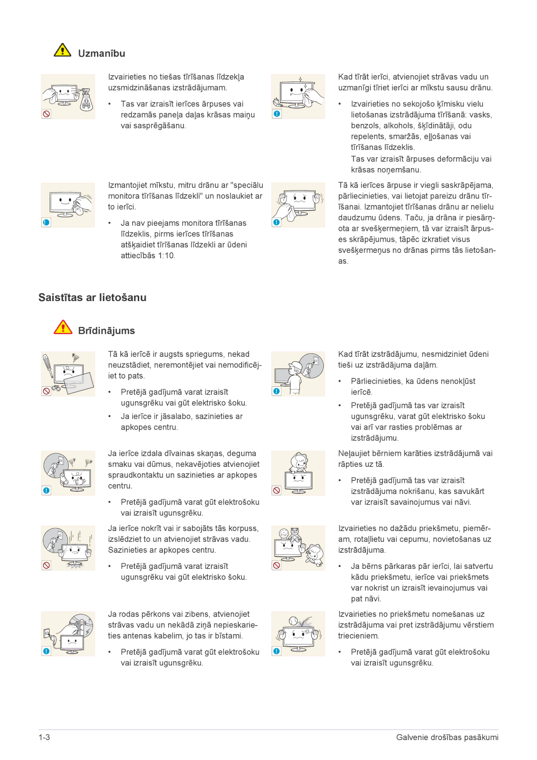 Samsung LS23WHEKFV/EN manual Saistītas ar lietošanu 