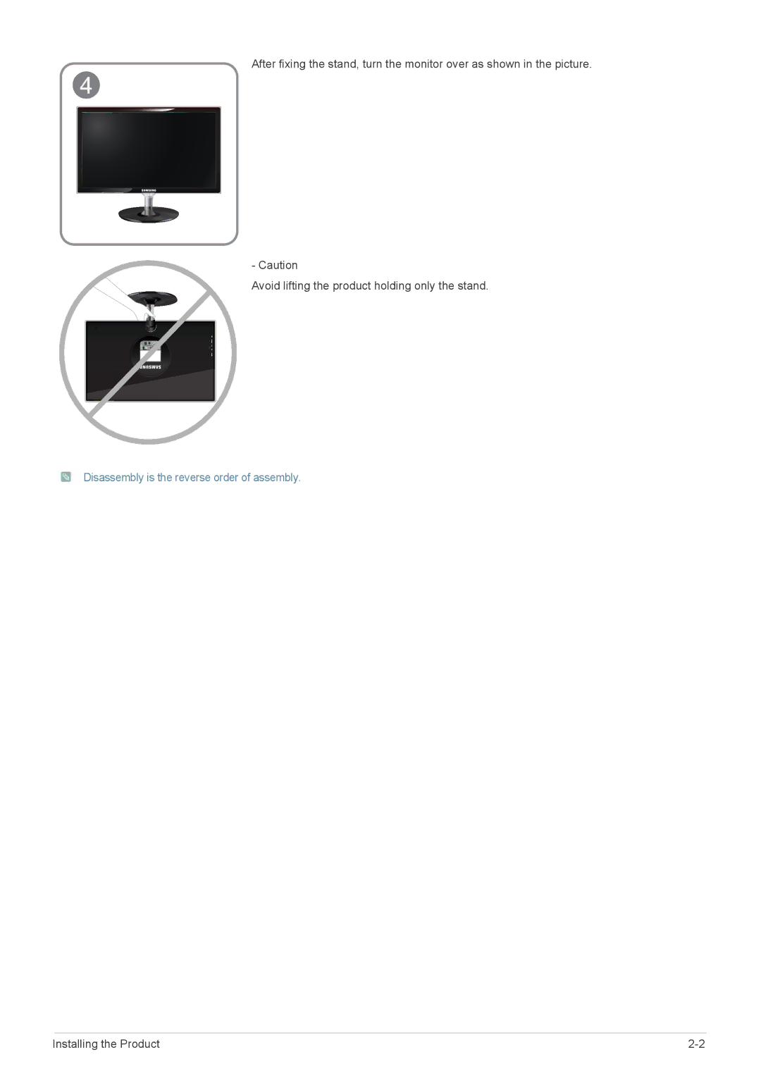 Samsung LS23WHEKFV/SM, LS23WHEKFV/XJ, LS23WHUKFV/EN, LS23WHEKFV/EN manual Disassembly is the reverse order of assembly 