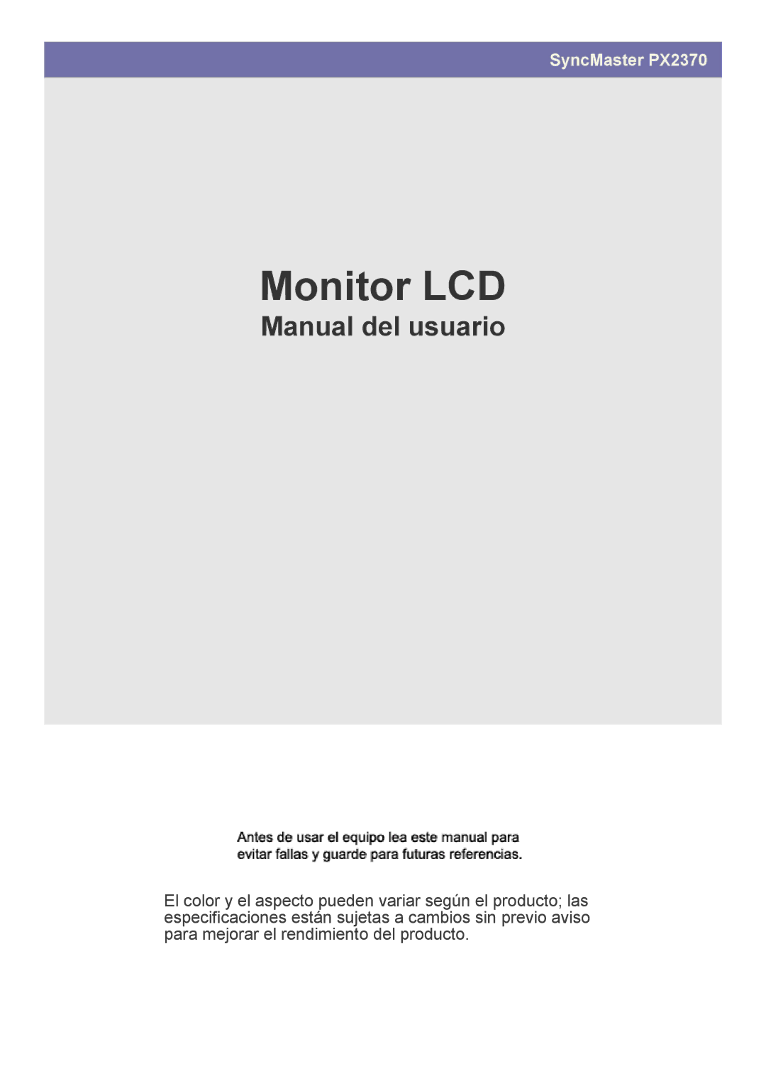 Samsung LS23WHEKFV/EN manual LCD Monitor 