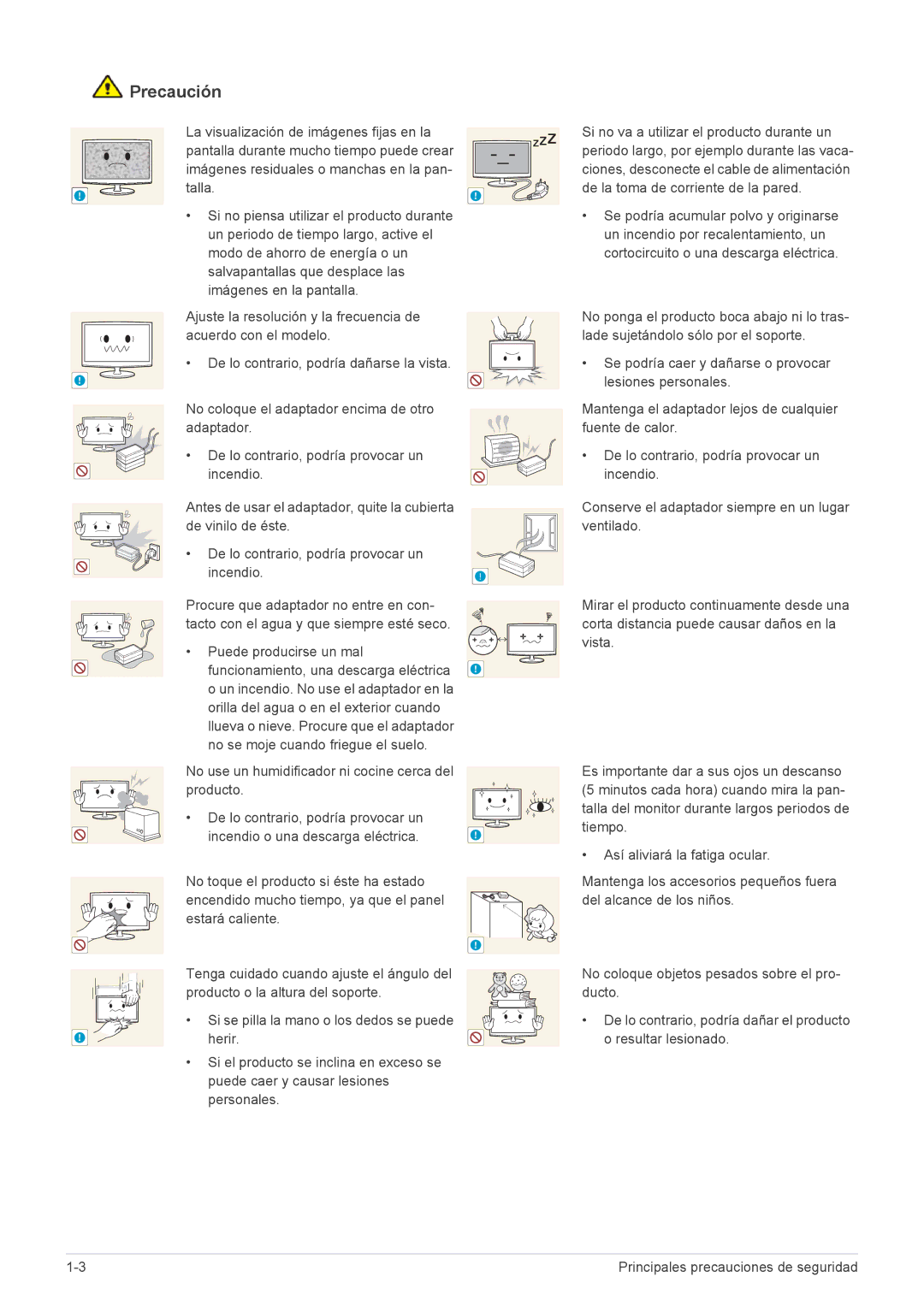 Samsung LS23WHEKFV/EN, LS23WHUKFV/EN, LS23WHUKFK/ZA manual La visualización de imágenes fijas en la, Talla 