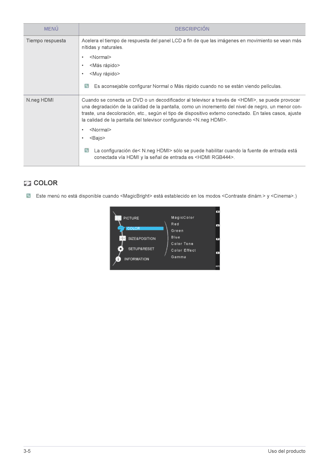 Samsung LS23WHEKFV/EN, LS23WHUKFV/EN, LS23WHUKFK/ZA manual Color 