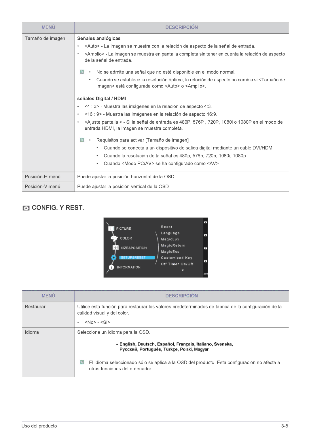 Samsung LS23WHEKFV/EN, LS23WHUKFV/EN, LS23WHUKFK/ZA manual Señales analógicas, Señales Digital / Hdmi 