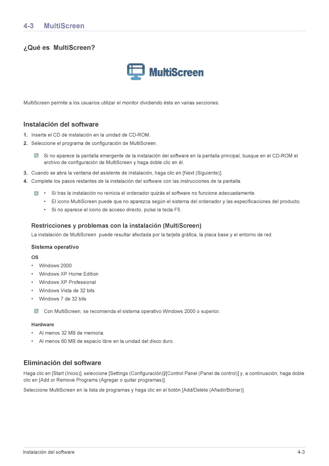 Samsung LS23WHEKFV/EN, LS23WHUKFV/EN, LS23WHUKFK/ZA manual ¿Qué es MultiScreen? 