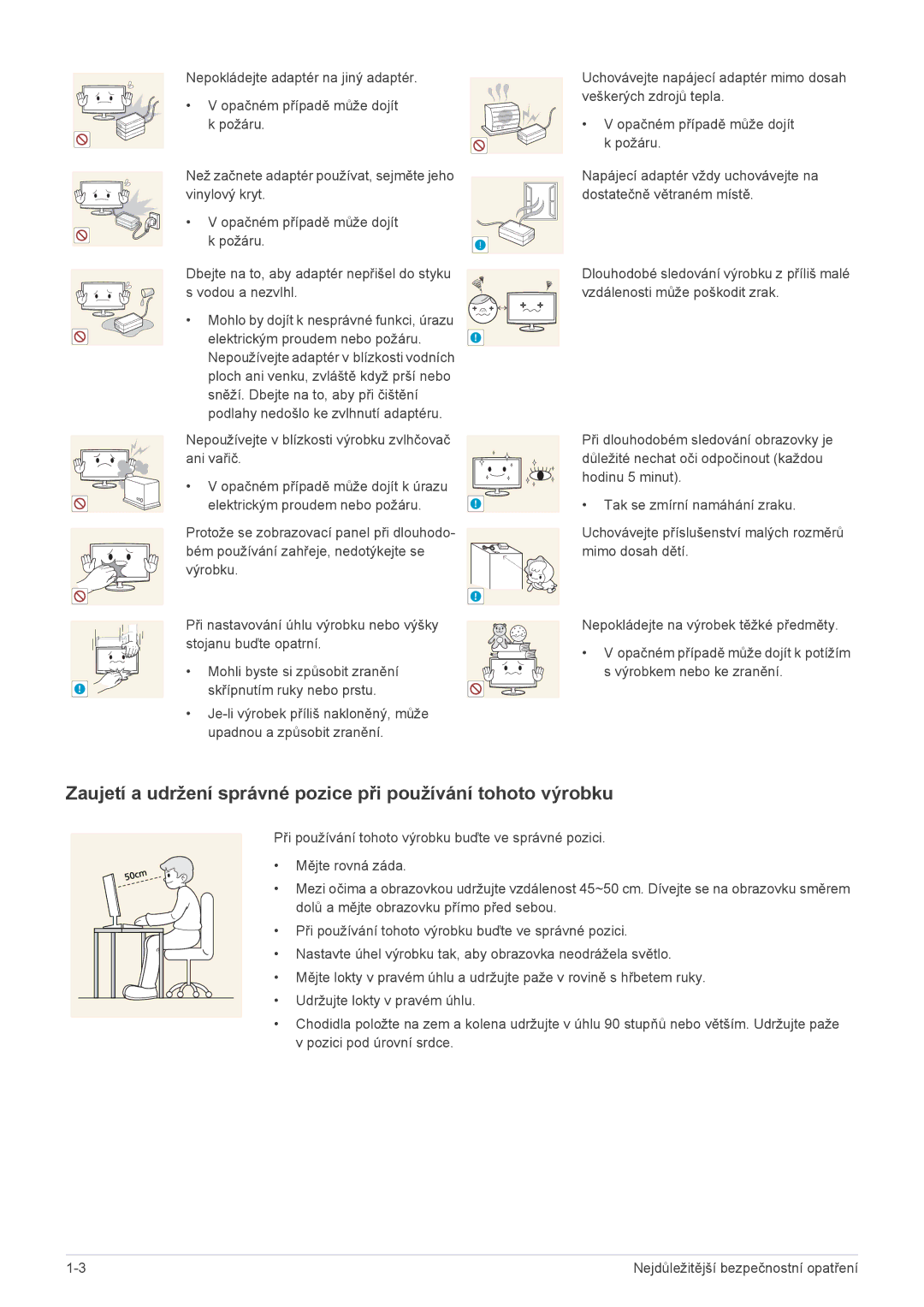 Samsung LS23WHEKFV/EN, LS23WHUKFV/EN, LS23WHUKFK/ZA manual Mohli byste si způsobit zranění 