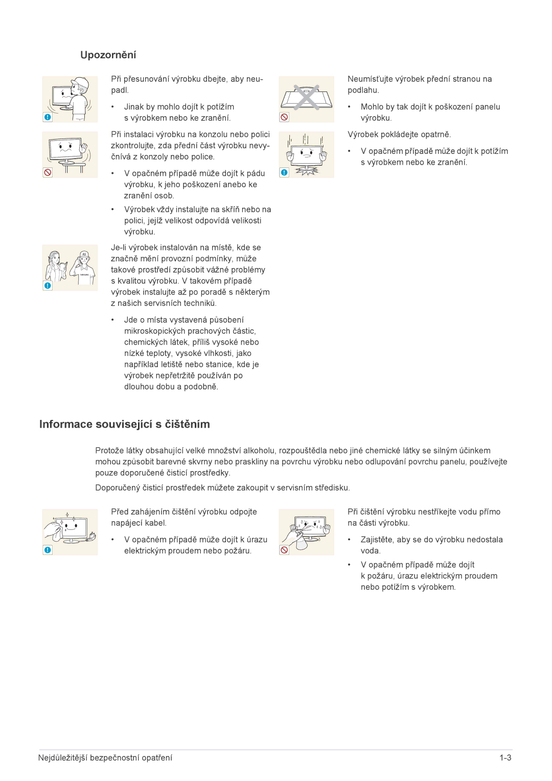 Samsung LS23WHEKFV/EN, LS23WHUKFV/EN, LS23WHUKFK/ZA manual Informace související s čištěním 