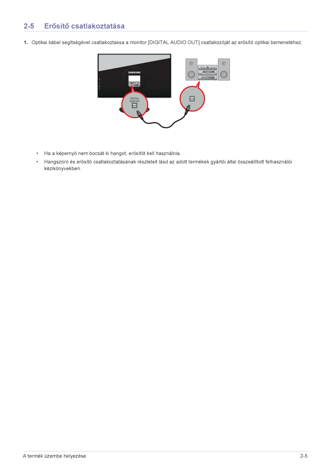 Samsung LS23WHEKFV/EN, LS23WHUKFV/EN manual Erősítő csatlakoztatása 