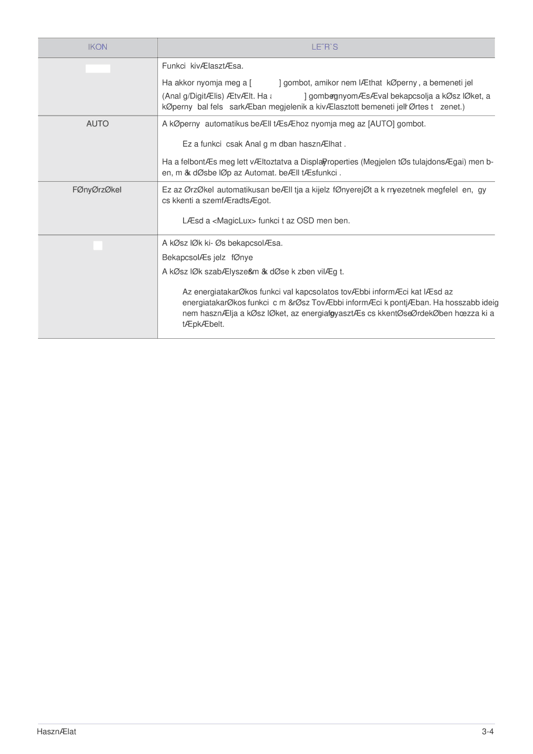 Samsung LS23WHEKFV/EN, LS23WHUKFV/EN manual Fényérzékelő, Bekapcsolás jelzőfénye 