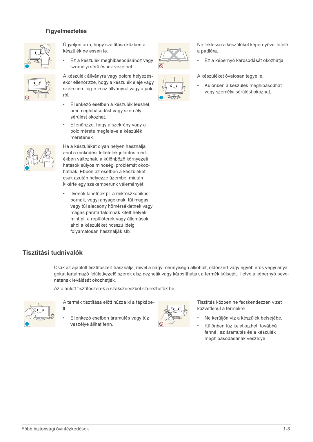 Samsung LS23WHEKFV/EN, LS23WHUKFV/EN manual Tisztítási tudnivalók 