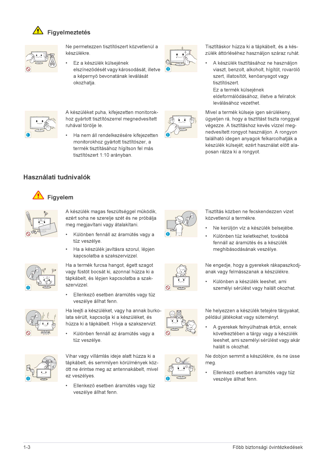 Samsung LS23WHUKFV/EN, LS23WHEKFV/EN manual Használati tudnivalók 