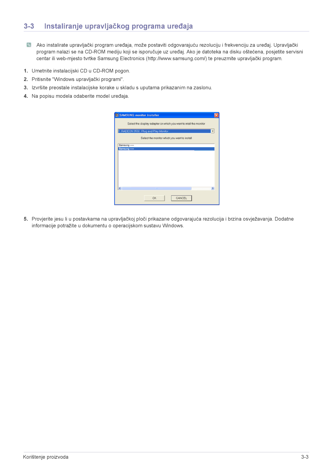 Samsung LS23WHEKFV/EN, LS23WHUKFV/EN manual Instaliranje upravljačkog programa uređaja 
