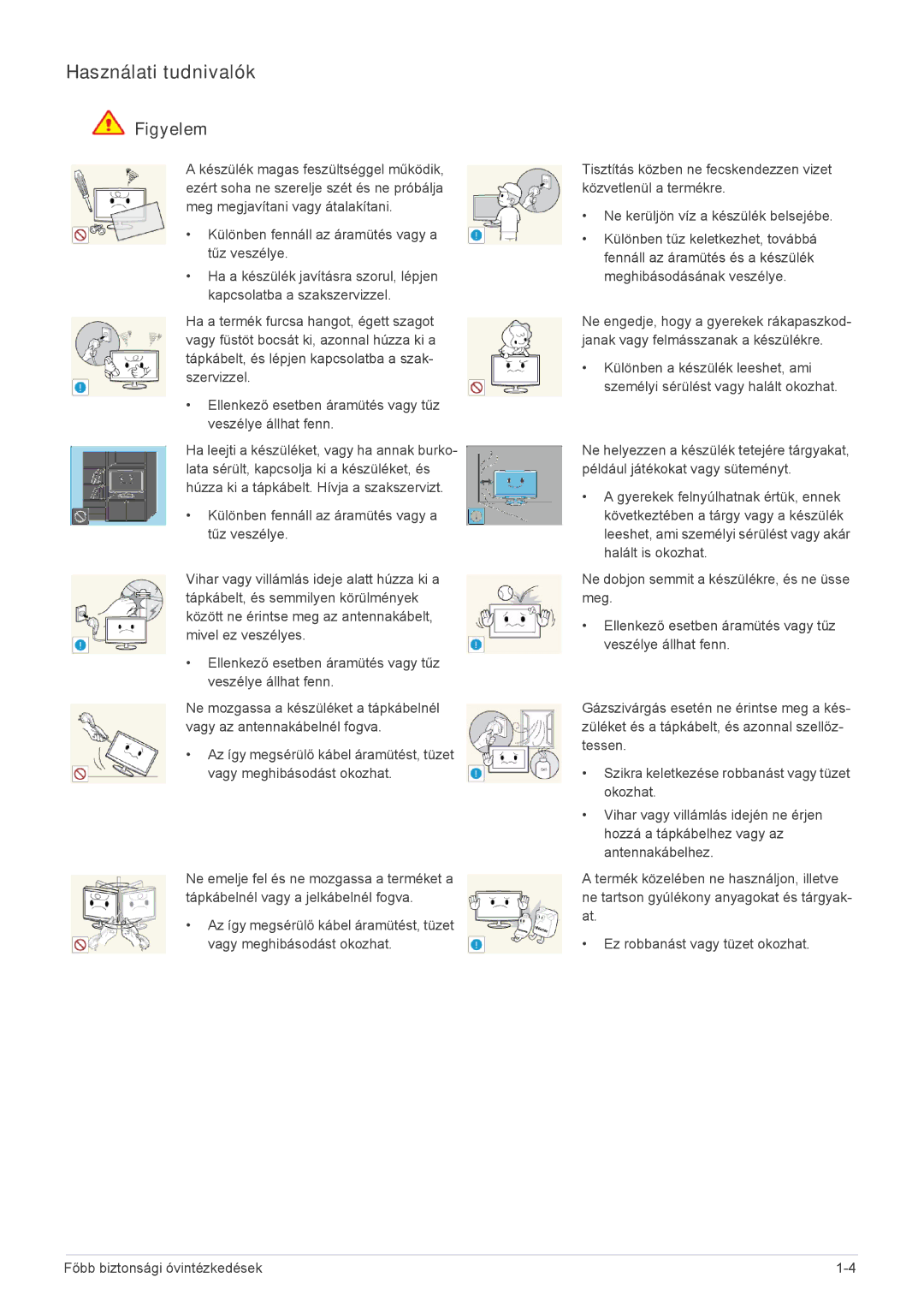 Samsung LS24A300BZ/EN manual Használati tudnivalók 