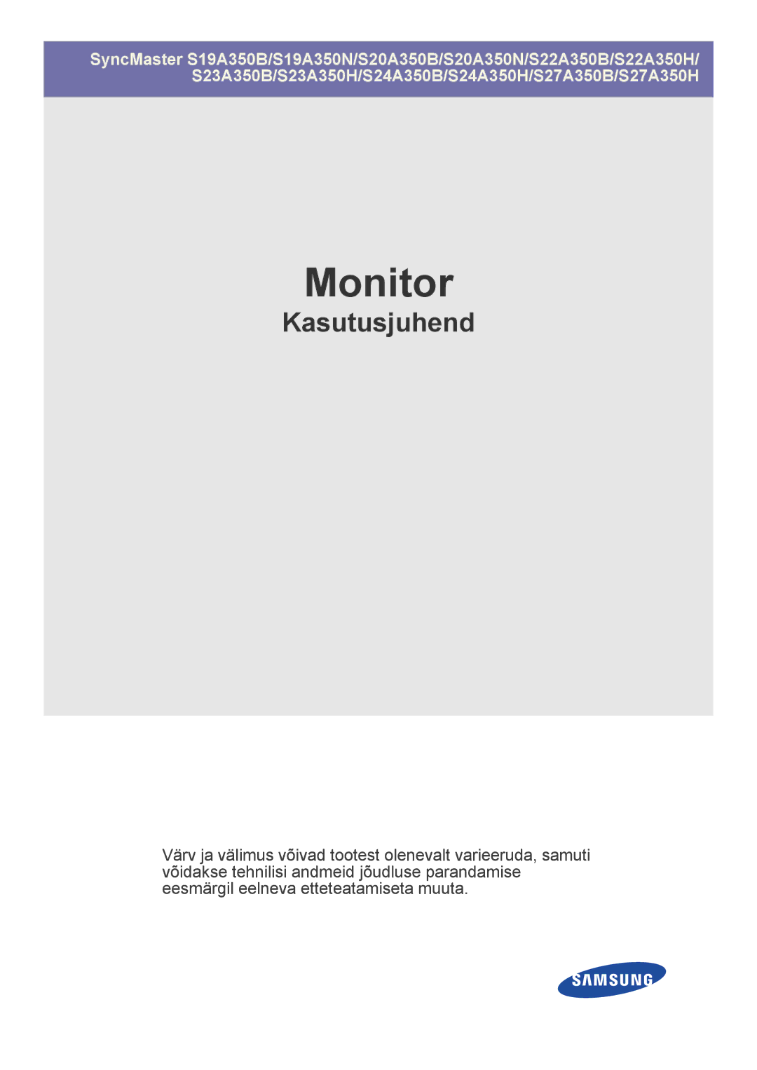 Samsung LS27A350HS/EN, LS24A350HS/EN, LS23A350HS/EN, LS22A350HS/EN manual Skærm 