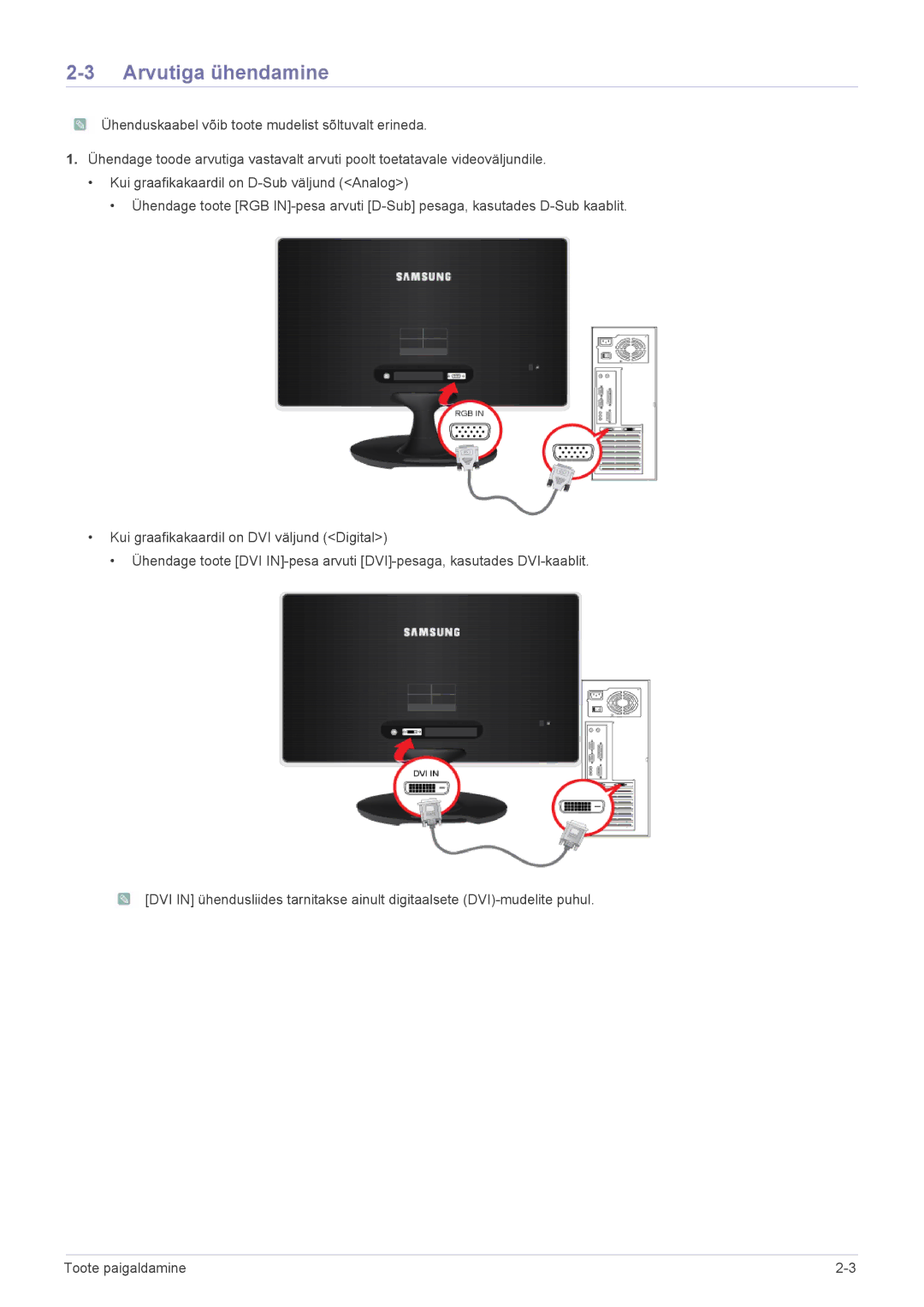 Samsung LS22A350HS/EN, LS24A350HS/EN, LS23A350HS/EN manual Arvutiga ühendamine 