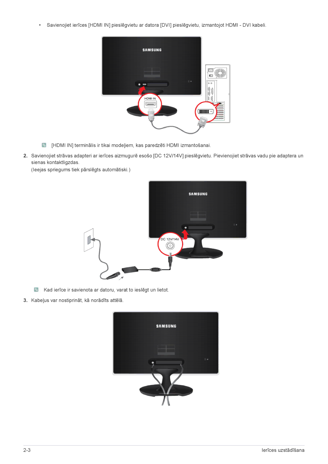 Samsung LS24A350HS/EN, LS23A350HS/EN, LS22A350HS/EN manual Ierīces uzstādīšana 