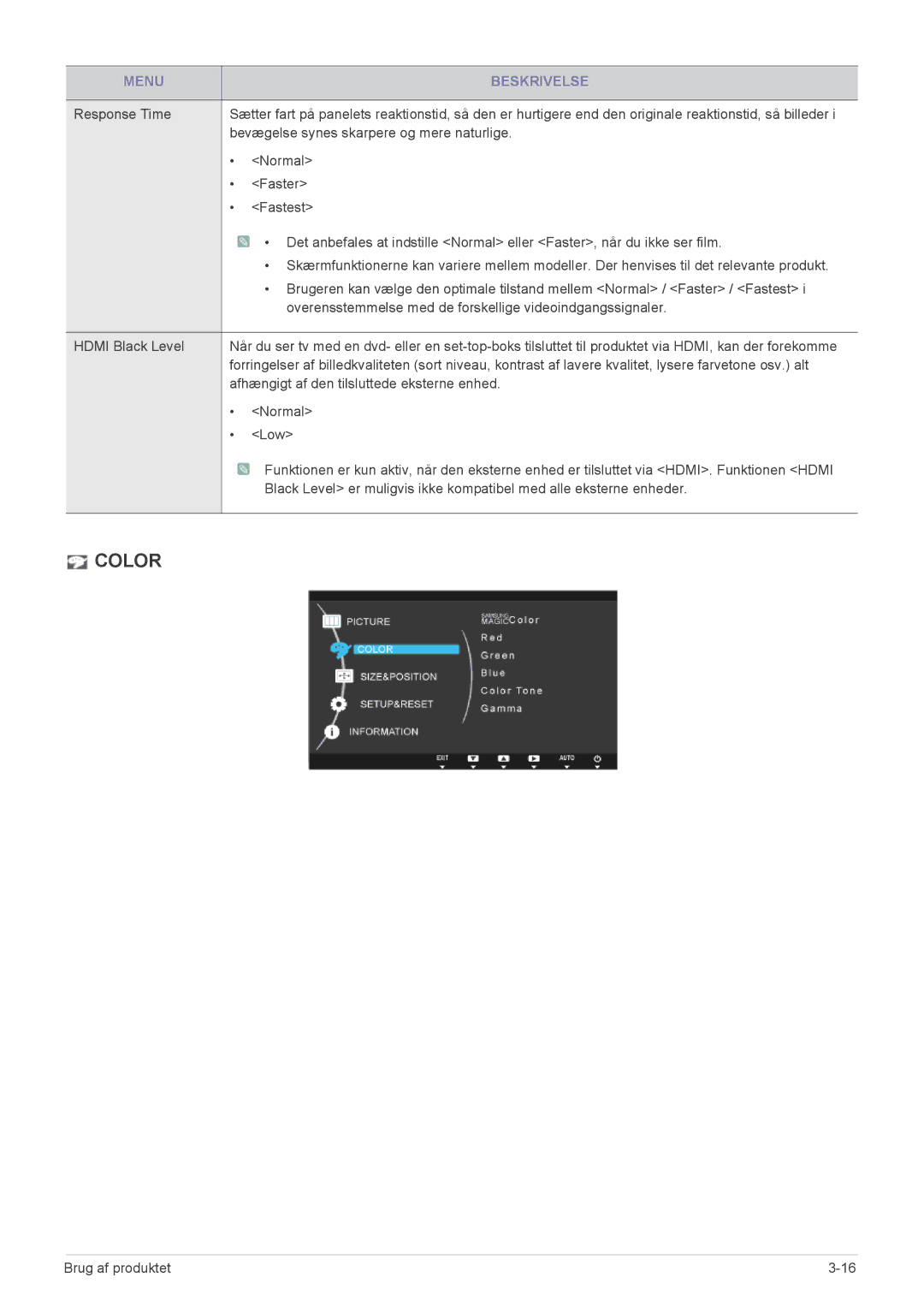 Samsung LS22A350HS/EN, LS24A350HS/EN, LS27A350HS/EN, LS23A350HS/EN manual Color 