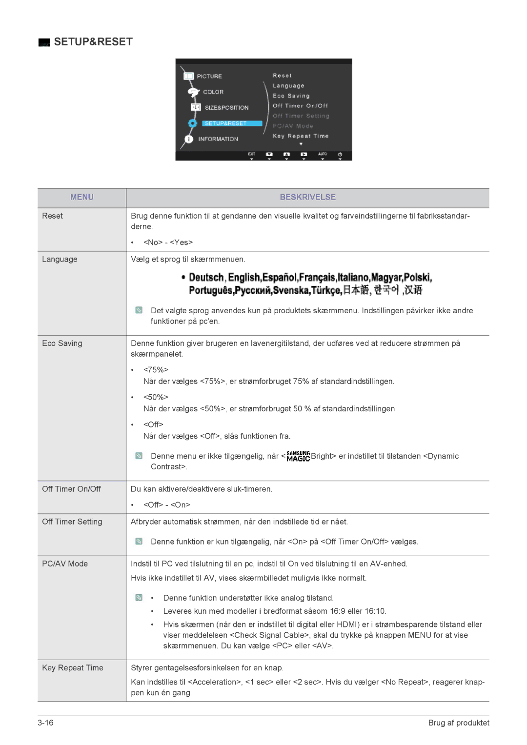 Samsung LS23A350HS/EN, LS24A350HS/EN, LS27A350HS/EN, LS22A350HS/EN manual Setup&Reset 