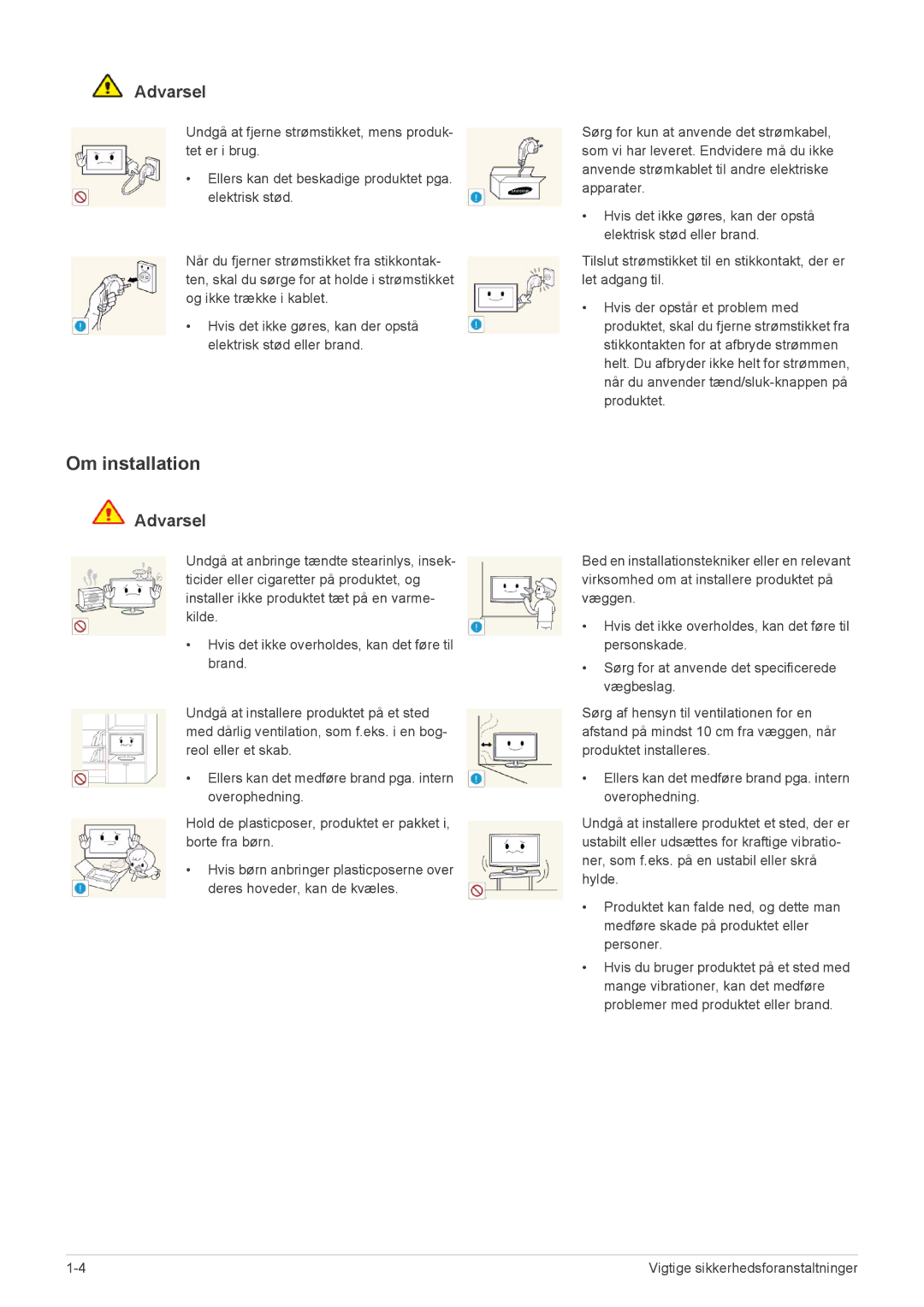 Samsung LS24A350HS/EN, LS27A350HS/EN, LS23A350HS/EN, LS22A350HS/EN manual Om installation 