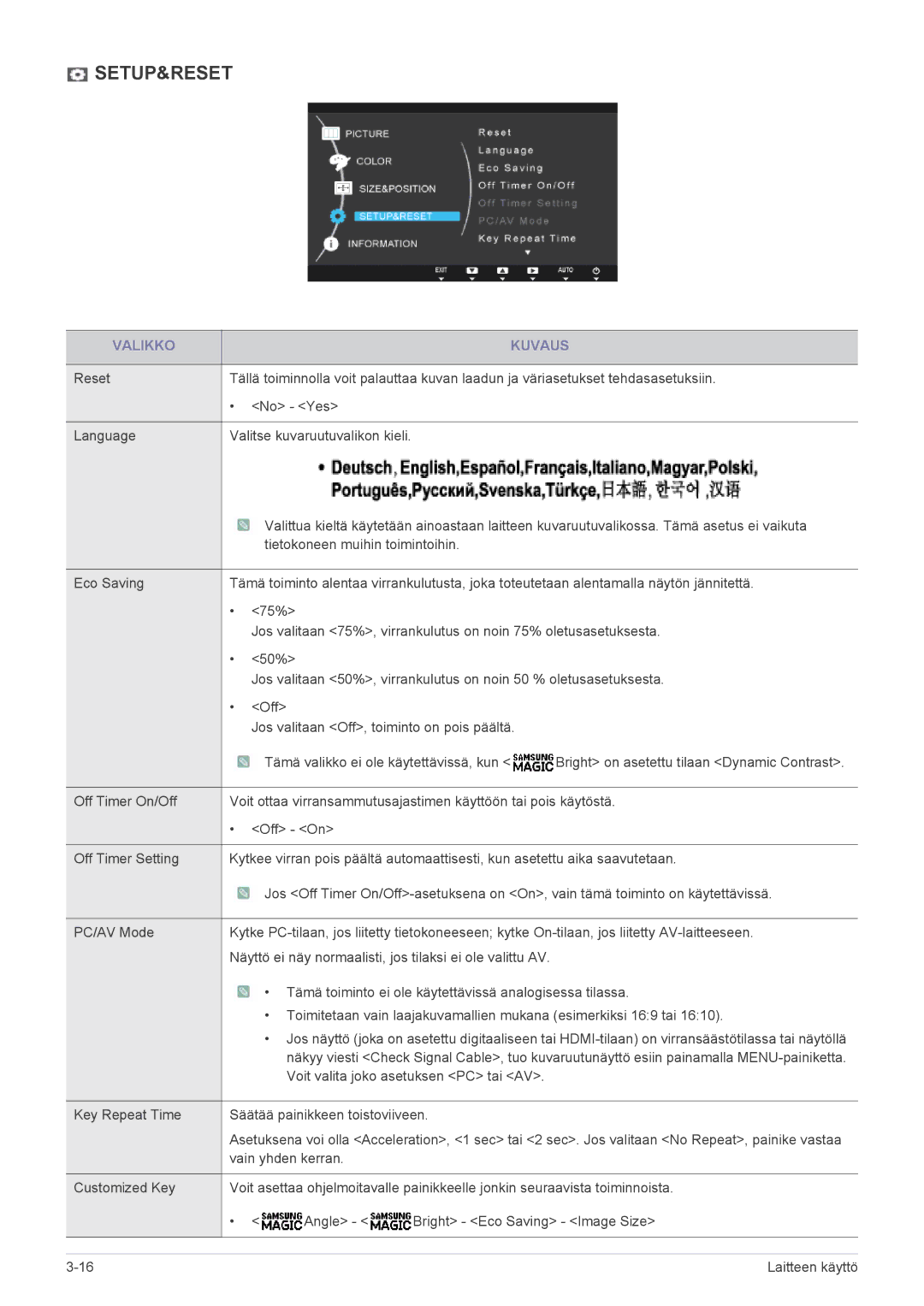 Samsung LS23A350HS/EN, LS24A350HS/EN, LS27A350HS/EN, LS22A350HS/EN manual Setup&Reset 