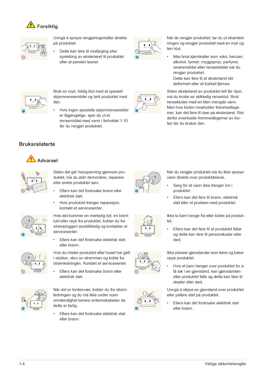 Samsung LS23A350HS/EN, LS24A350HS/EN, LS27A350HS/EN, LS22A350HS/EN manual Bruksrelaterte 