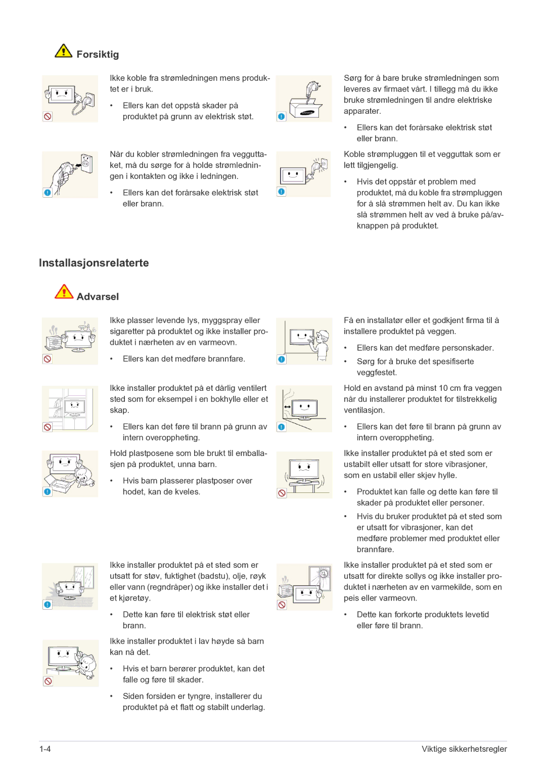 Samsung LS24A350HS/EN, LS27A350HS/EN, LS23A350HS/EN, LS22A350HS/EN manual Installasjonsrelaterte 