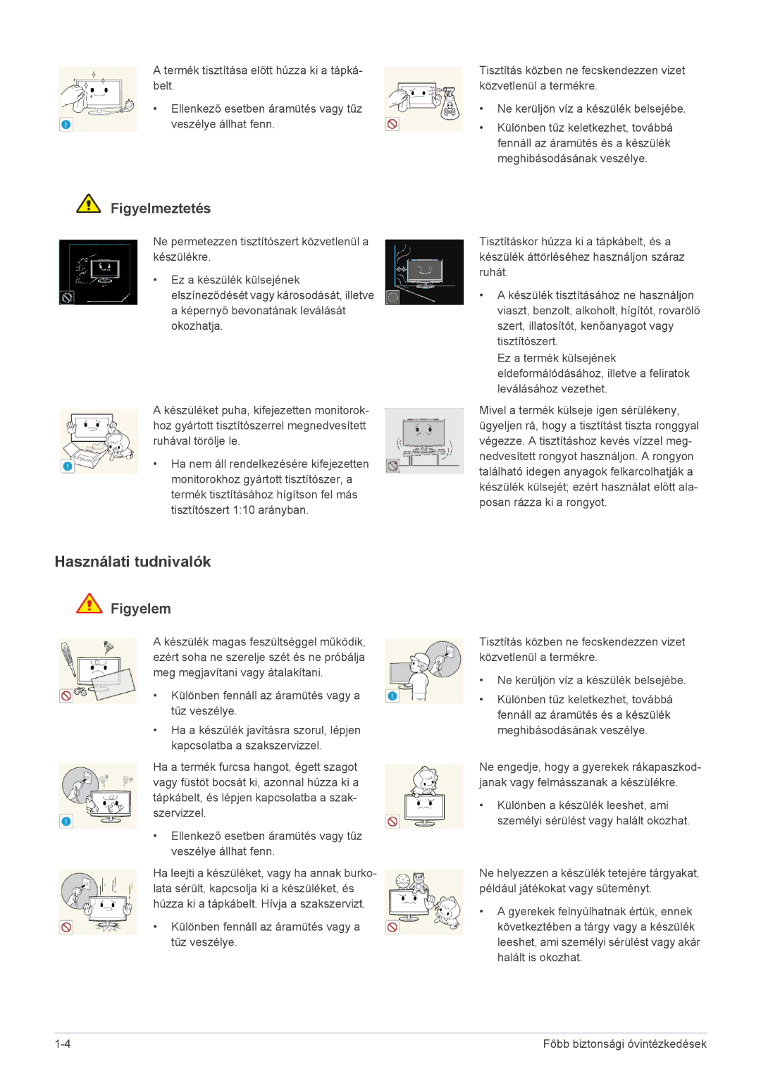 Samsung LS23A350HS/EN, LS24A350HS/EN, LS27A350HS/EN, LS22A350HS/EN manual Használati tudnivalók 