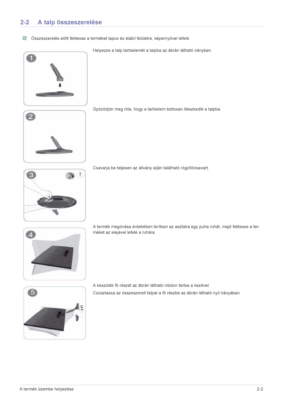 Samsung LS22A350HS/EN, LS24A350HS/EN, LS27A350HS/EN, LS23A350HS/EN manual Talp összeszerelése 