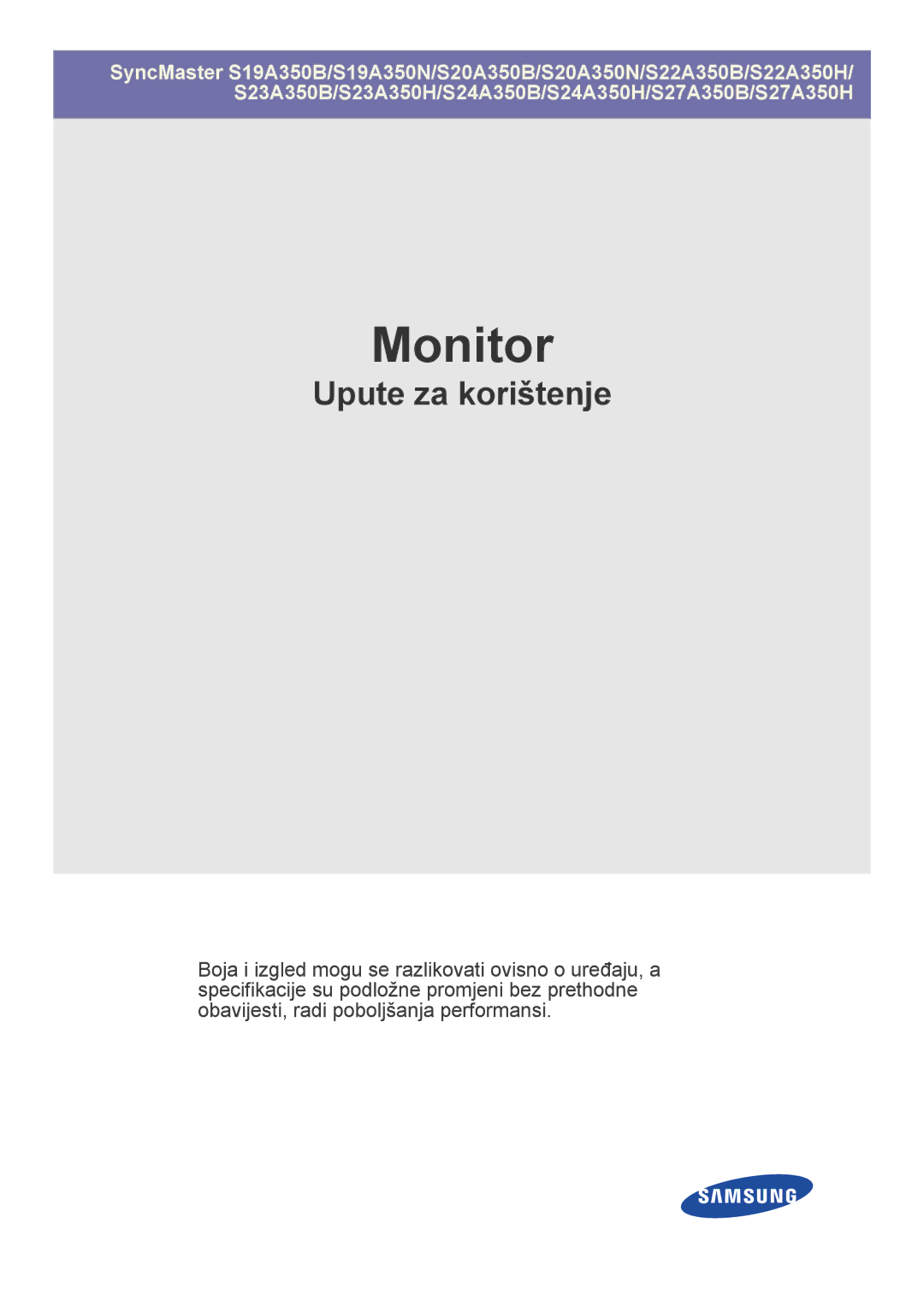 Samsung LS27A350HS/EN, LS24A350HS/EN, LS23A350HS/EN, LS22A350HS/EN manual Monitor 