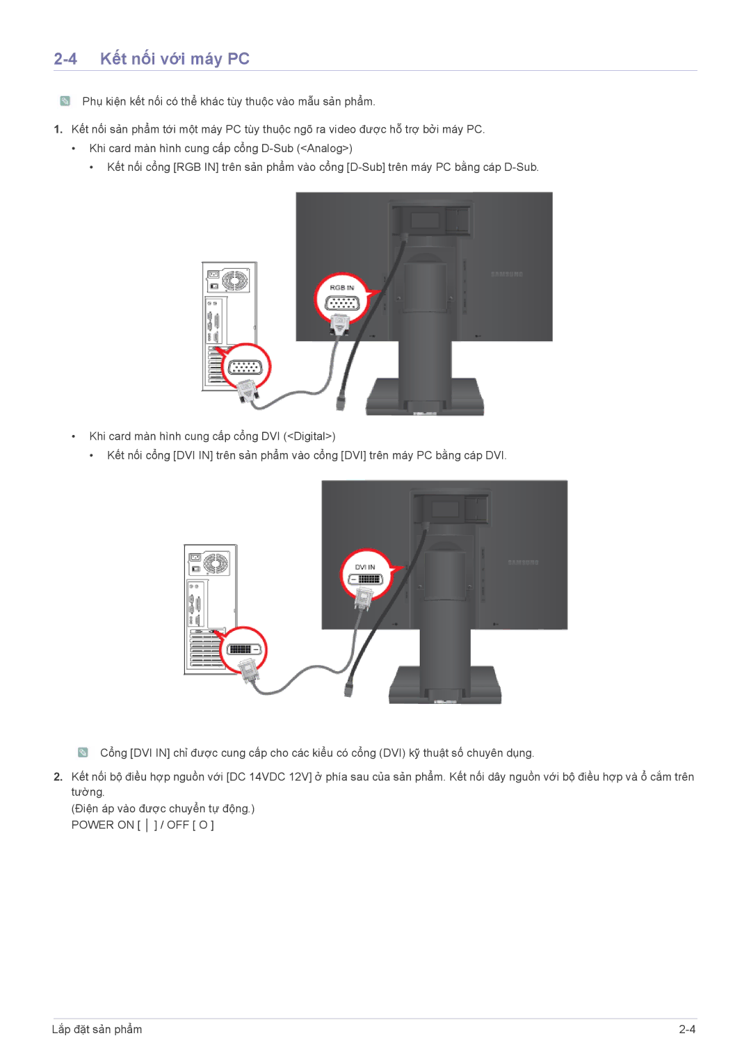 Samsung LS24A450BWT/EN, LS22A450BW/EN, LS19A450BWT/EN, LS22A450BWT/EN manual Kết nối với máy PC 