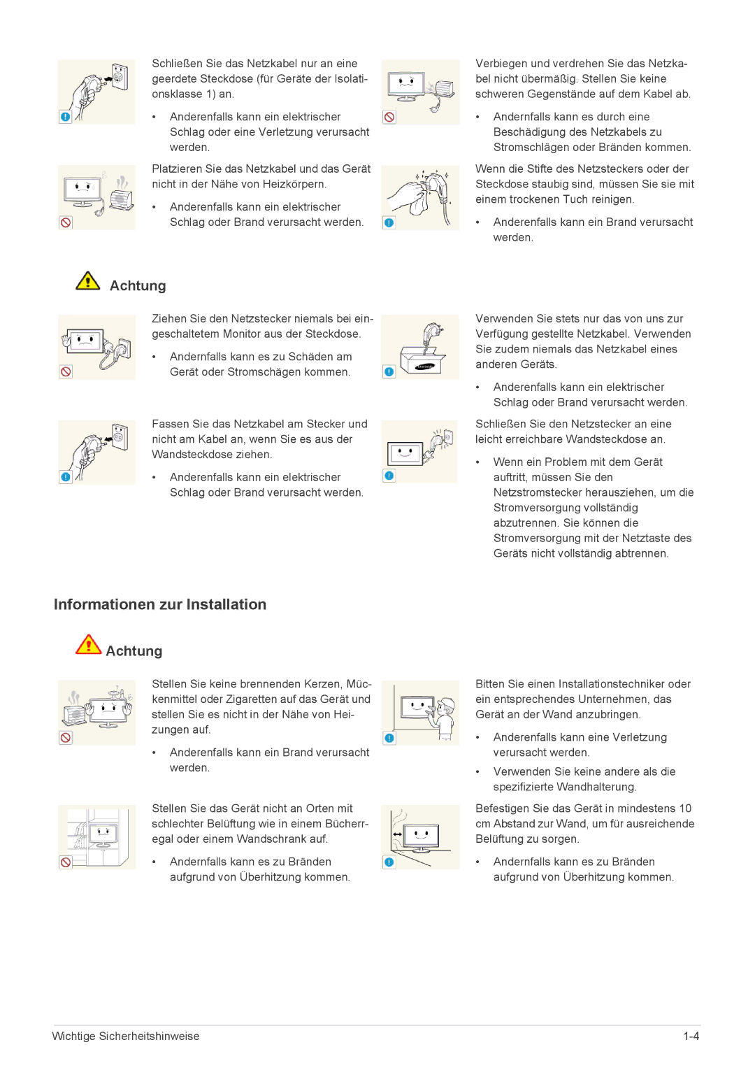 Samsung LS24A450MWR/EN, LS24A450BWT/EN, LS24A450MWG/EN, LS22A450BWS/EN, LS24A450MWT/EN manual Informationen zur Installation 