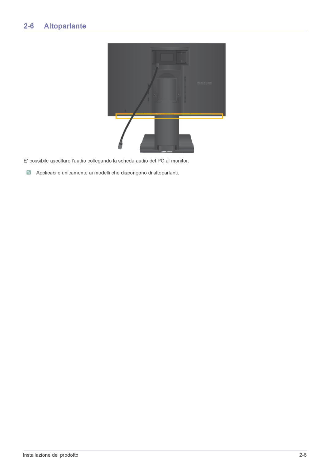 Samsung LS24A450BWT/EN, LS24A450MWR/EN, LS22A450MWR/EN, LS24A450MWU/EN, LS24A450BST/EN, LS19A450BWT/EN manual Altoparlante 