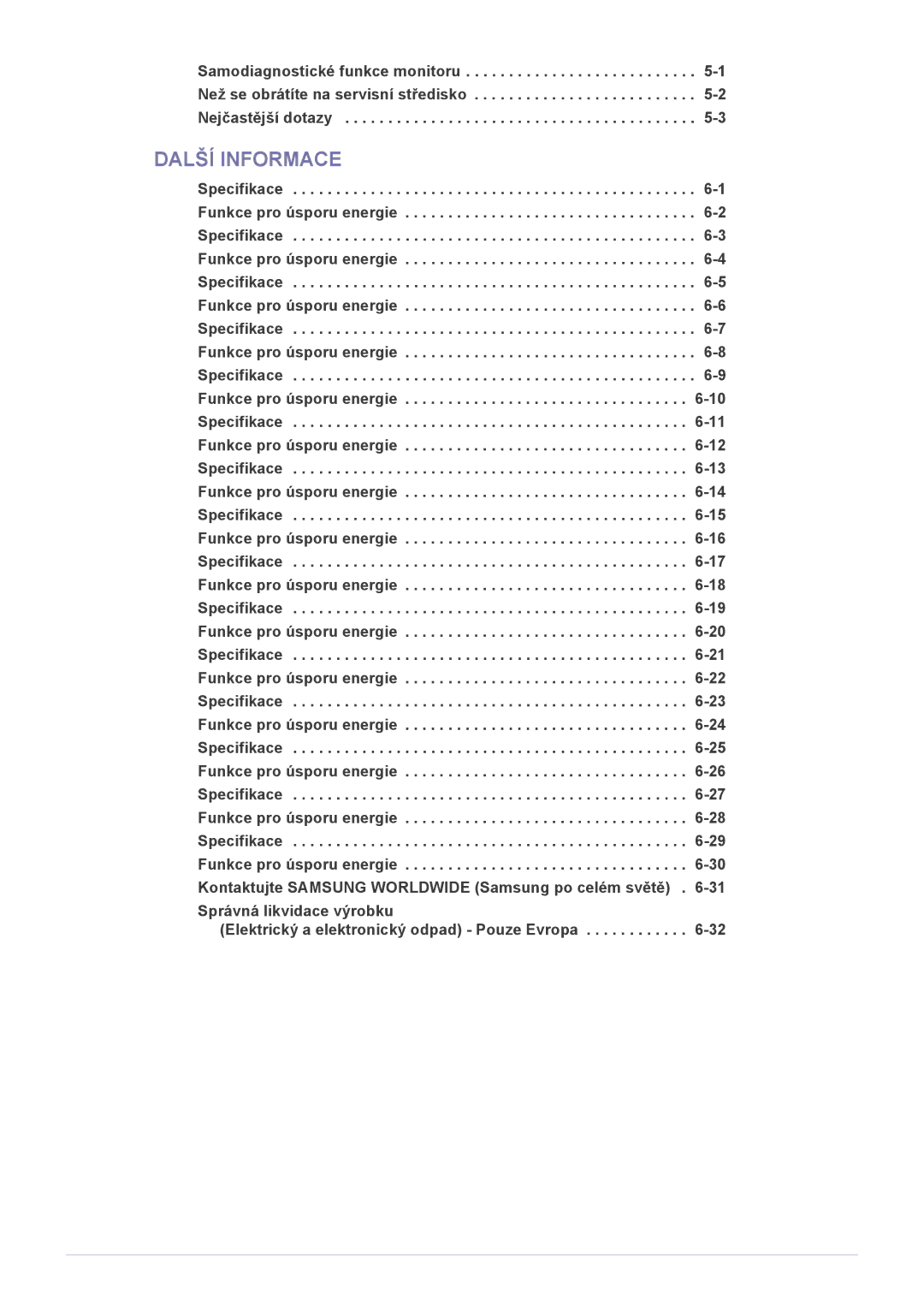 Samsung LS24A450MWU/EN, LS24A450BWT/EN, LS24A450MWT/EN, LS22A450BW/EN, LS24A450BST/EN, LS22A450MWT/EN manual Další Informace 