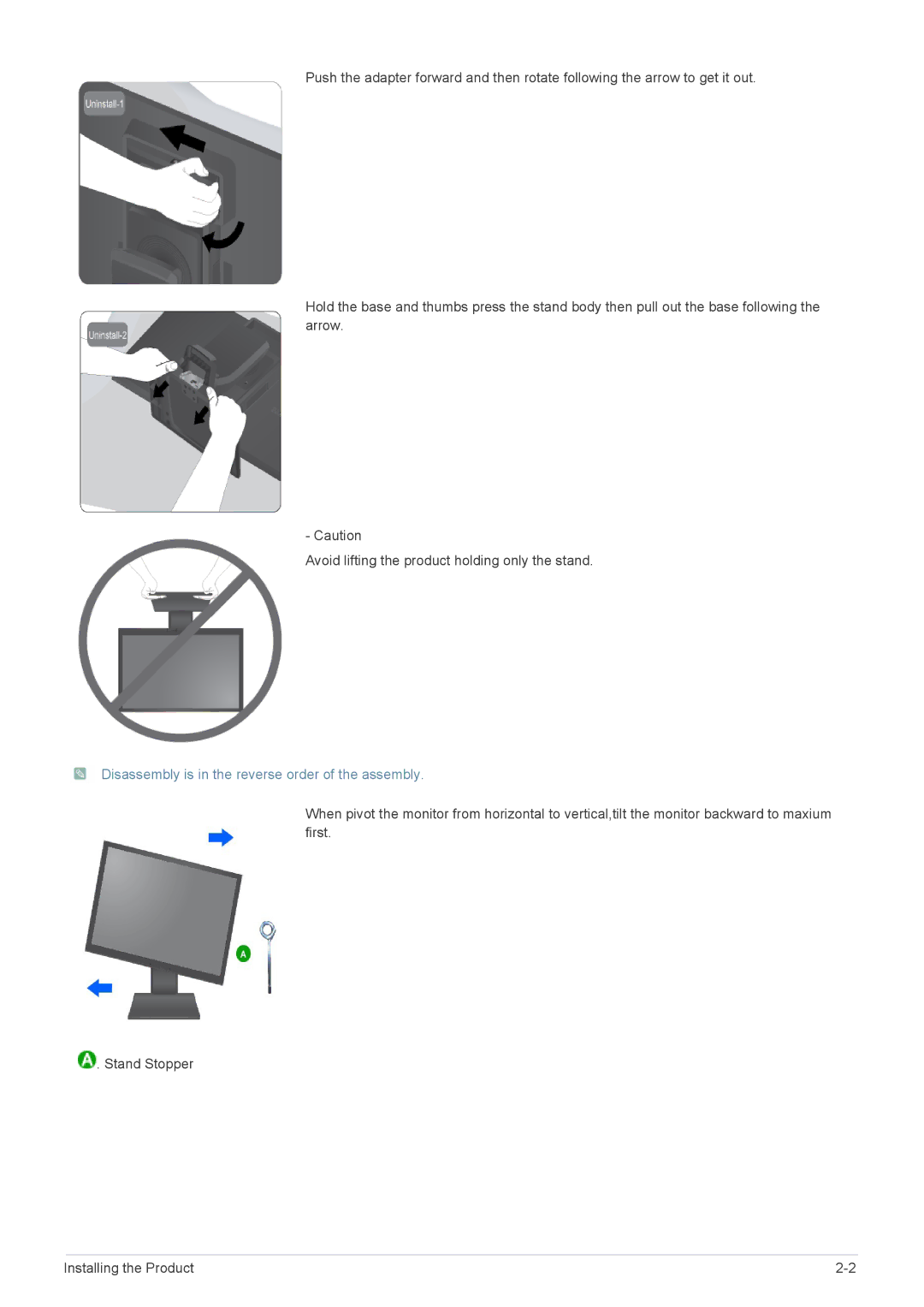 Samsung LS22A450DWT/EN, LS24A450DWT/EN manual Disassembly is in the reverse order of the assembly 