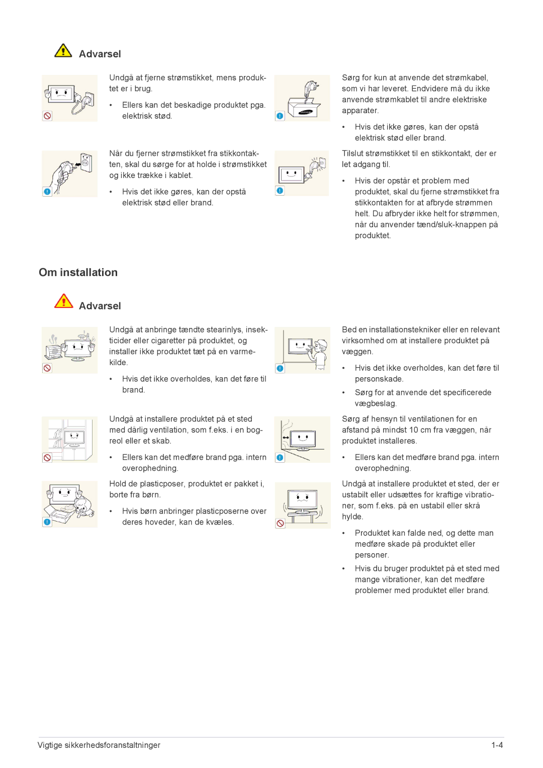 Samsung LS24A450BWU/EN, LS24A450MWG/EN, LS24A450BWG/EN, LS22A450BWG/EN, LS24A450MWR/EN, LS22A450MWR/EN manual Om installation 