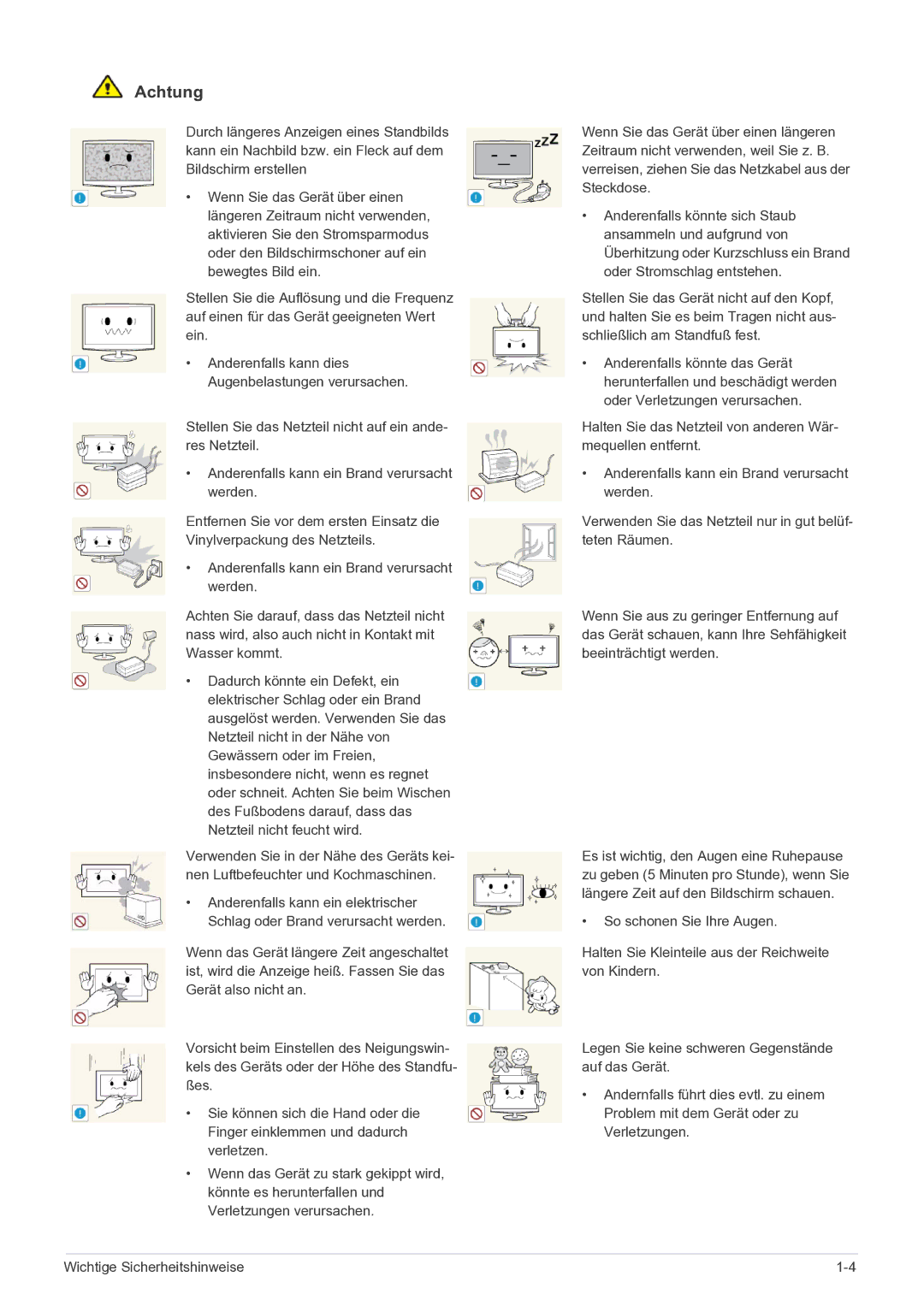 Samsung LS24A460BSU/EN manual Anderenfalls kann dies Augenbelastungen verursachen 