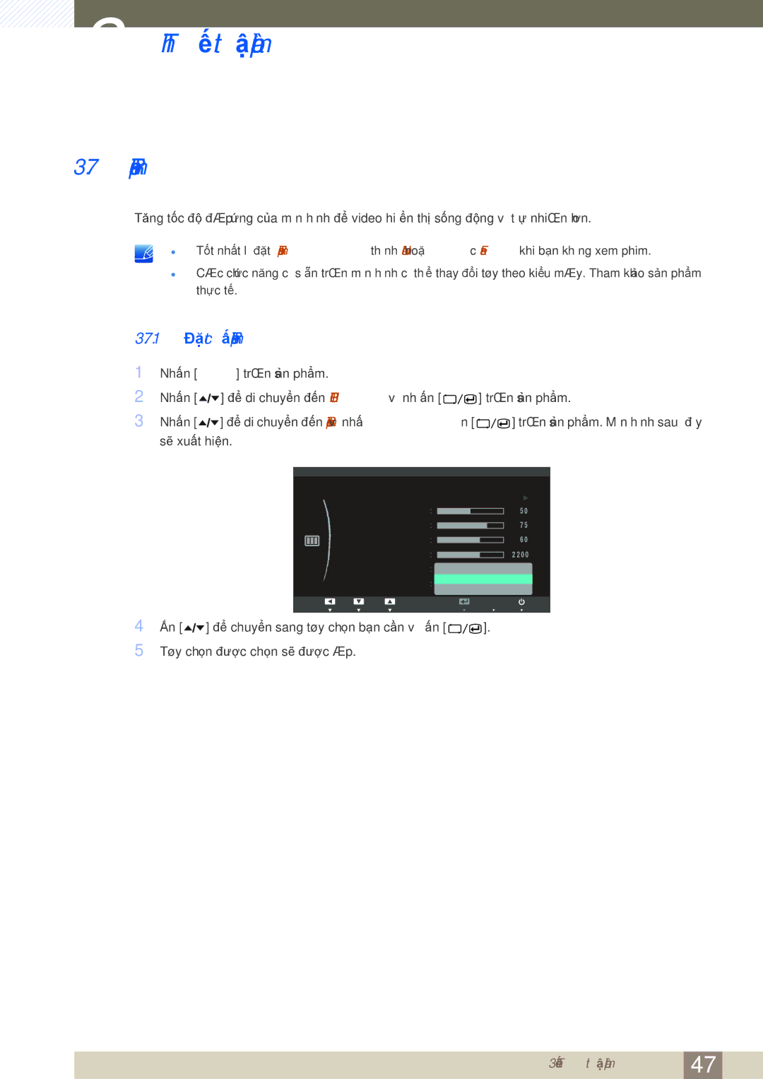 Samsung LS24A650DS/EN manual 1 Đặt cấu hình Response Time 