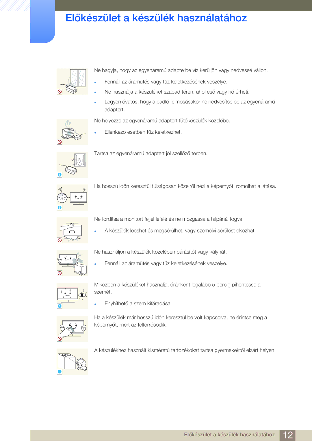 Samsung LS24A650SE/EN manual Előkészület a készülék használatához 