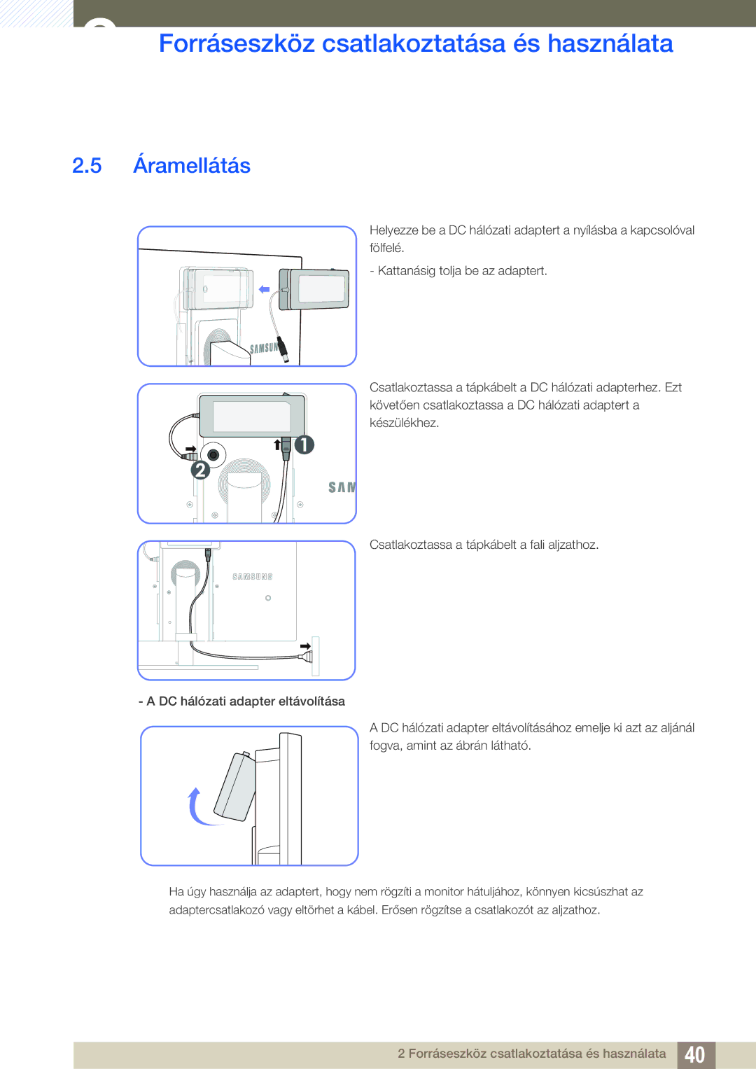 Samsung LS24A650SE/EN manual Áramellátás 