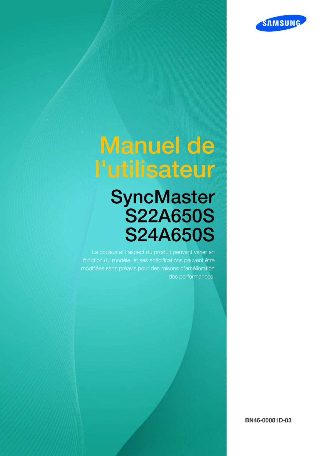 Samsung LS24A650SS/EN manual Manuel de lutilisateur 