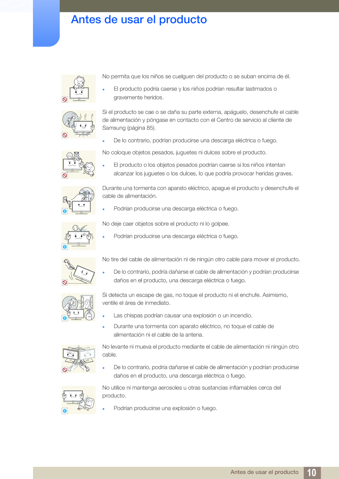 Samsung LS24A650SS/EN manual Las chispas podrían causar una explosión o un incendio 