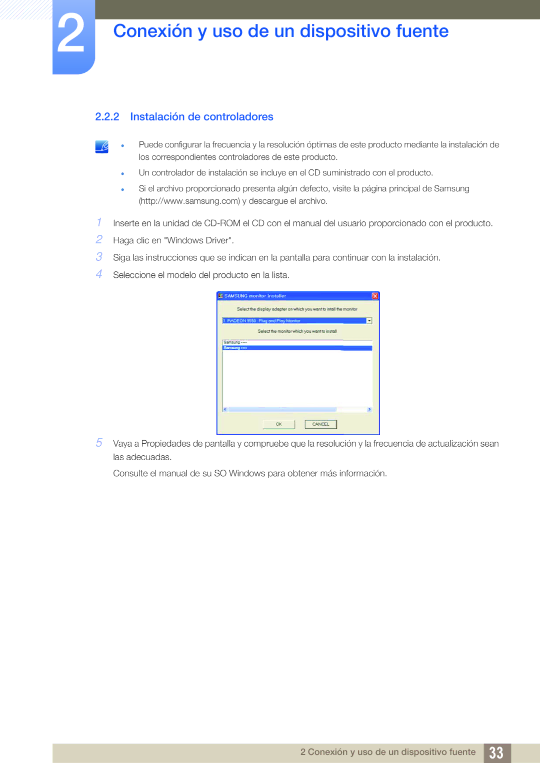 Samsung LS24A650SS/EN manual Instalación de controladores 