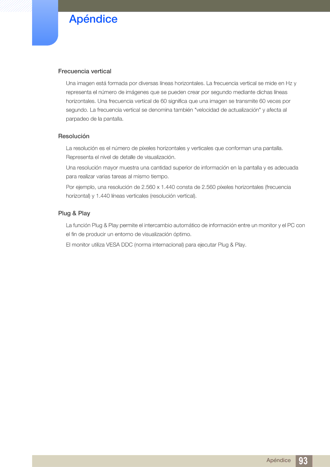 Samsung LS24A650SS/EN manual Frecuencia vertical 