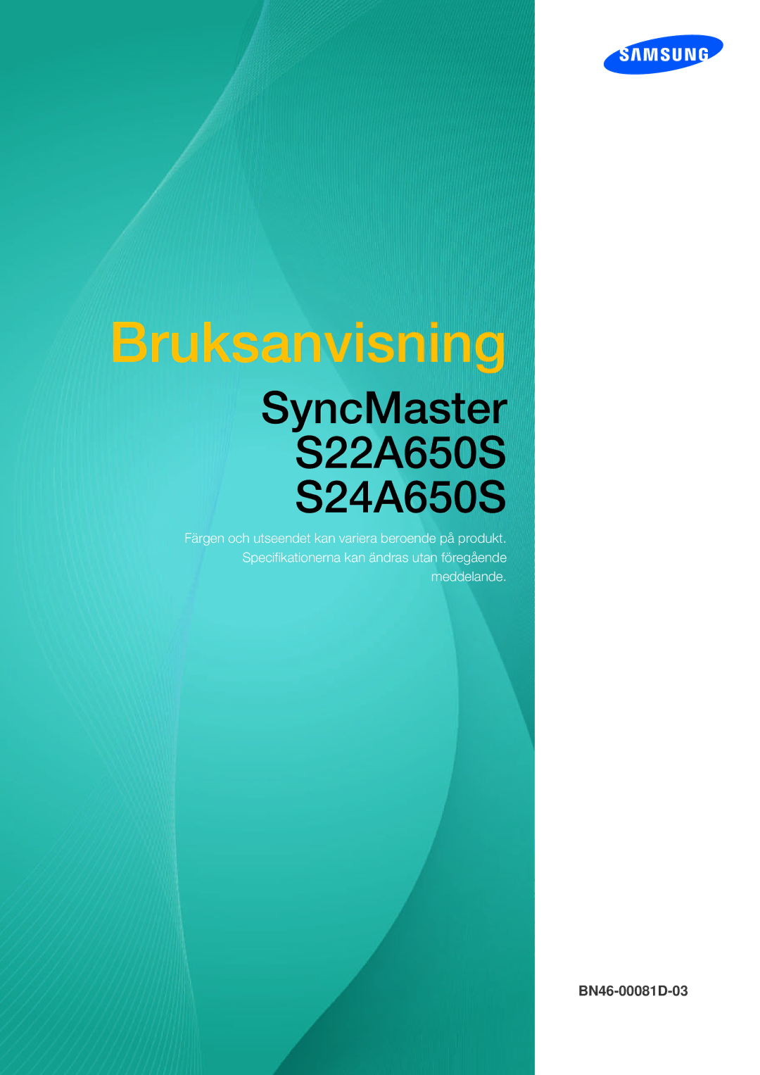 Samsung LS24A650SS/EN manual Bruksanvisning 