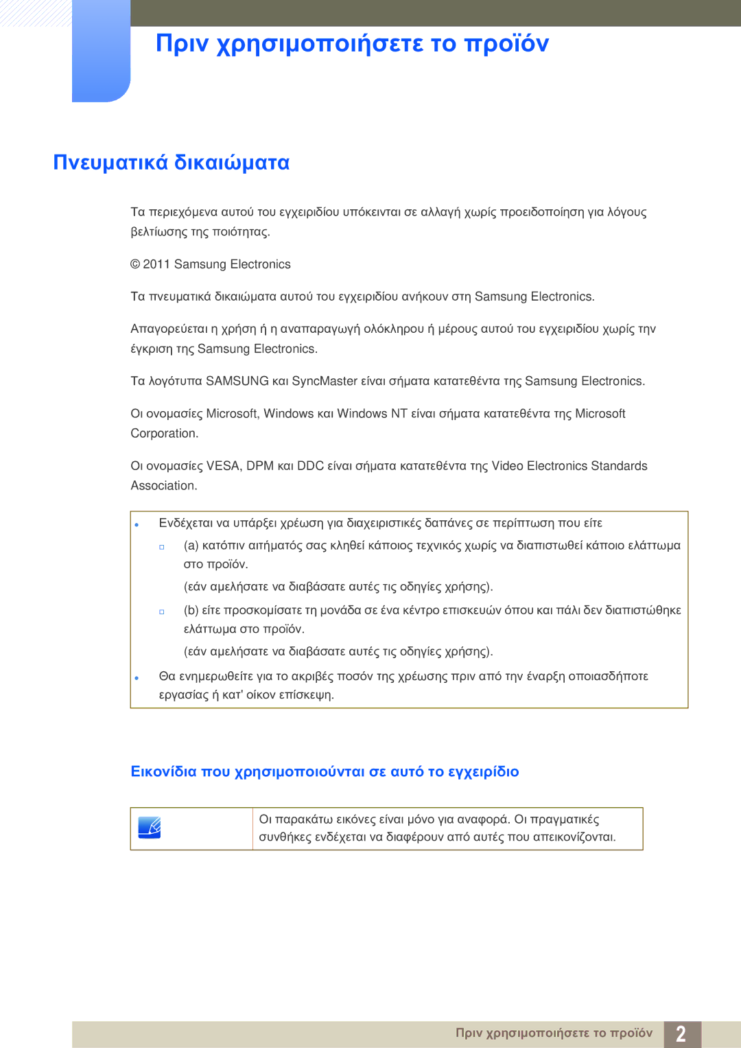 Samsung LS24A850DW/EN manual Πριν χρησιμοποιήσετε το προϊόν, Πνευματικά δικαιώματα 