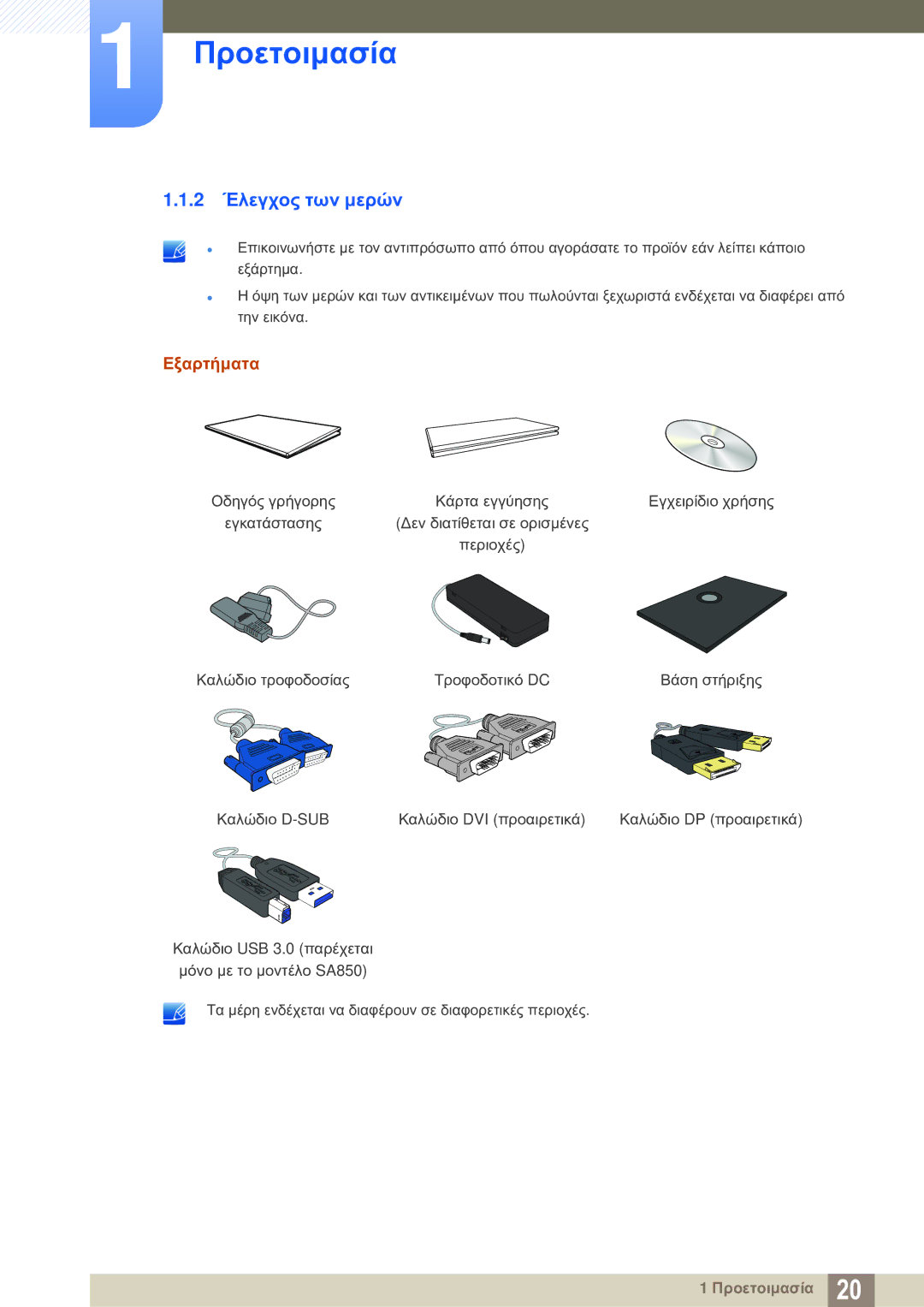 Samsung LS24A850DW/EN manual 2 Έλεγχος των μερών, Εξαρτήματα 